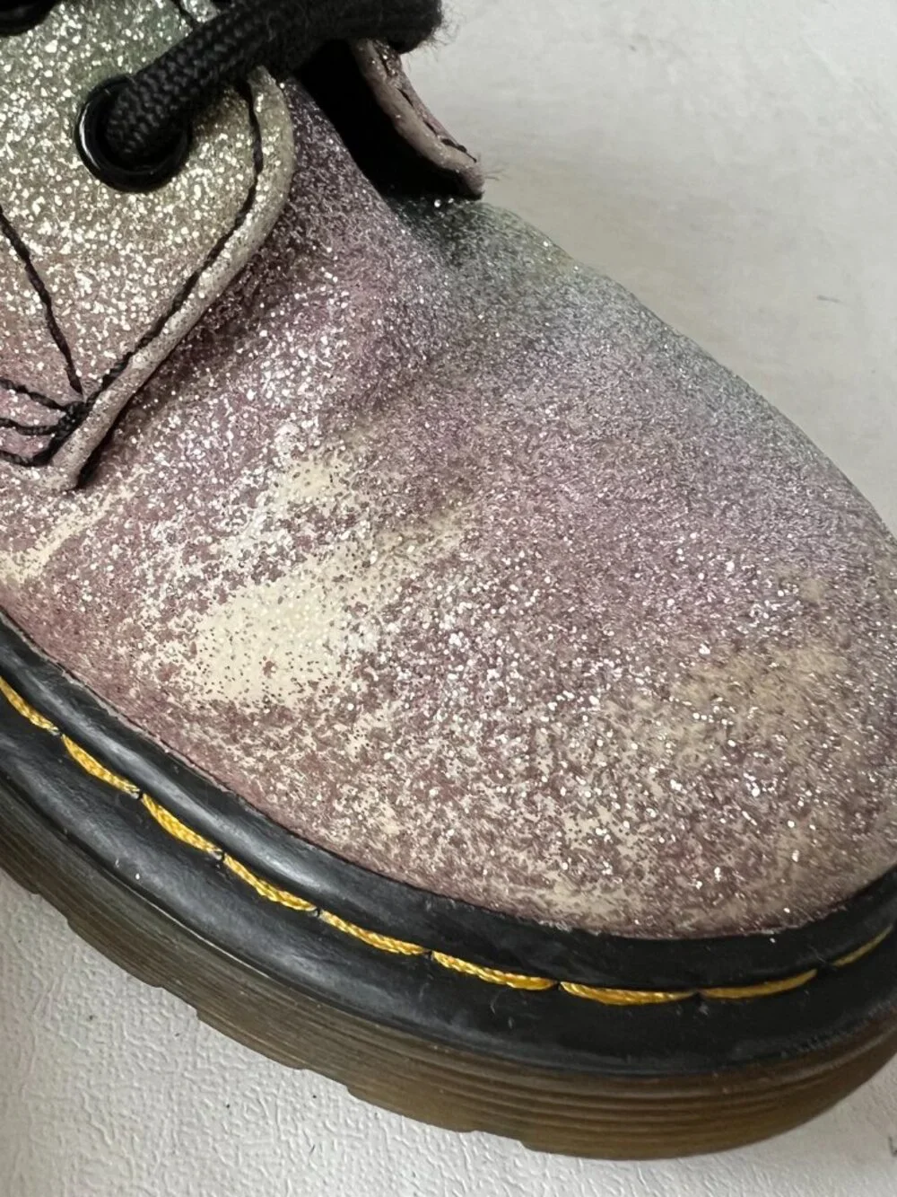 Dr Martens Boots Junior 1460 Rainbow Glitter Lace Up zip kids 13 combat docs